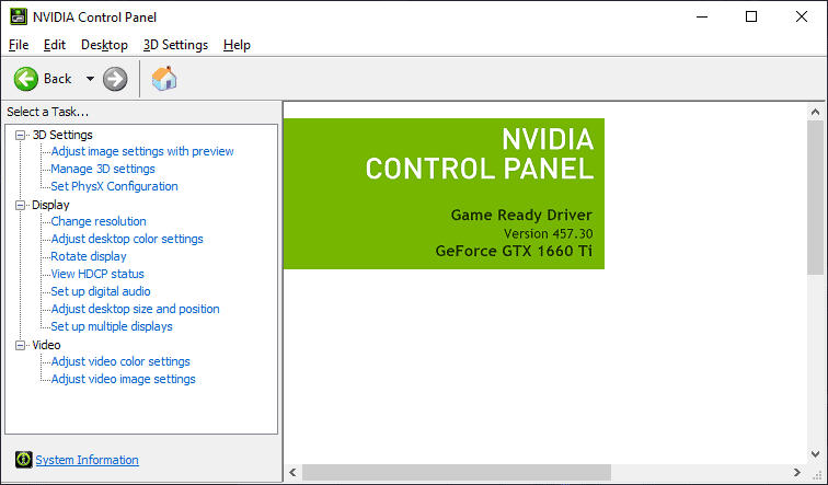 nvidia control panel color settings not working